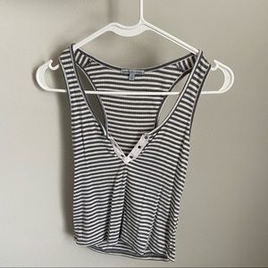 Charlotte Russe Size S White/Grey Striped Crop Top
